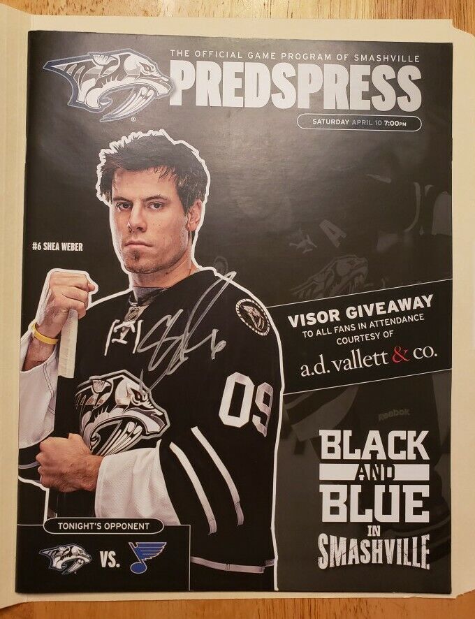 Nashville Predators 2010 Shea Weber Signed Autographed Preds Press Program