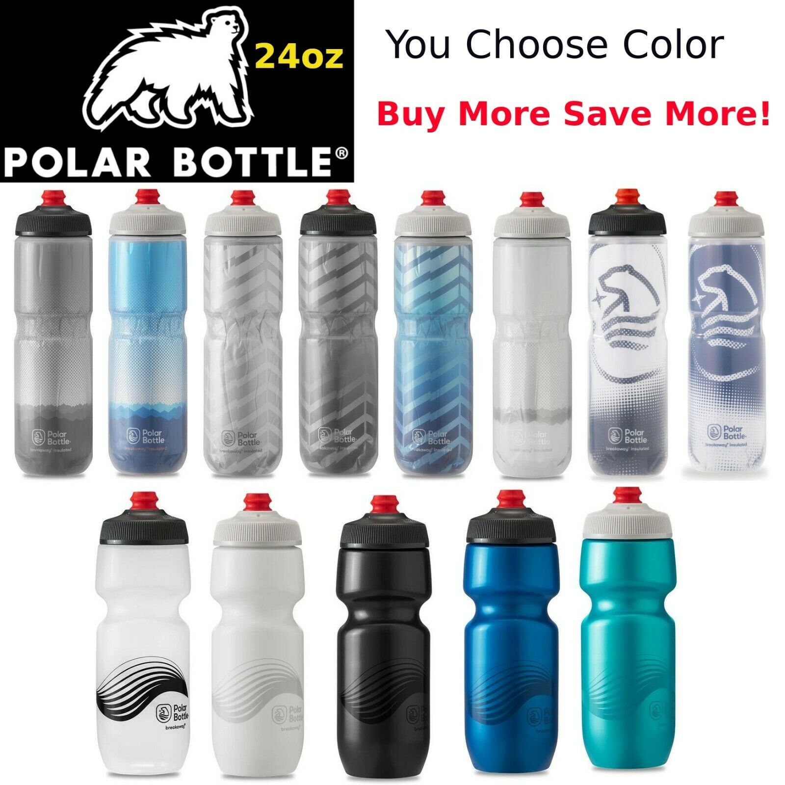 Polar Breakaway 24oz Insulated Bike Water Bottle W/ Surge Valve